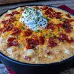 creamy crockpot loaded potato soup for a crowd - featured image