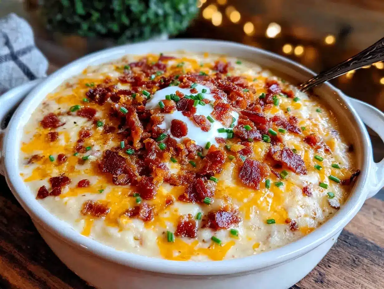 creamy crockpot loaded potato soup for a crowd preparation steps