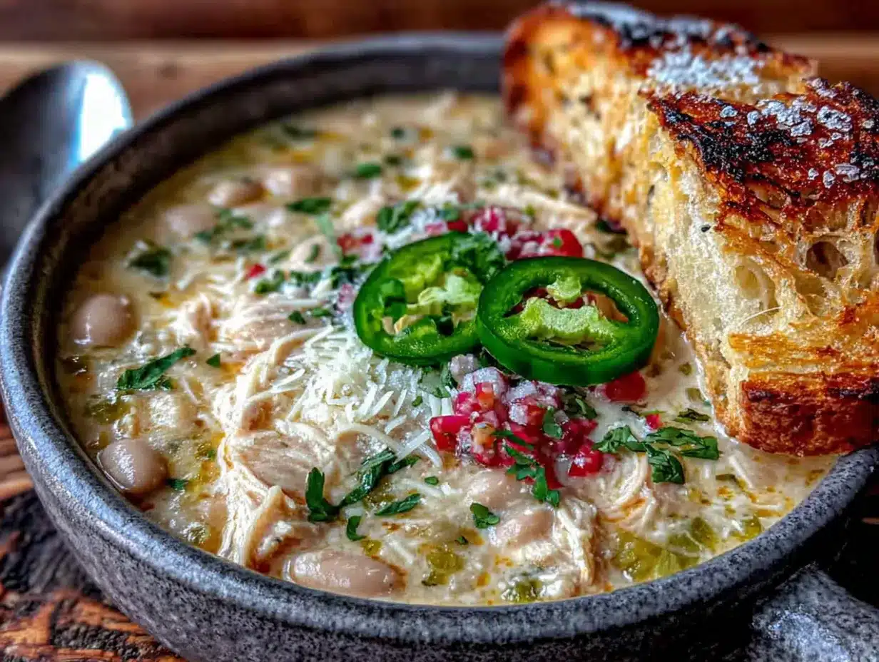 creamy crockpot white chicken chili preparation steps