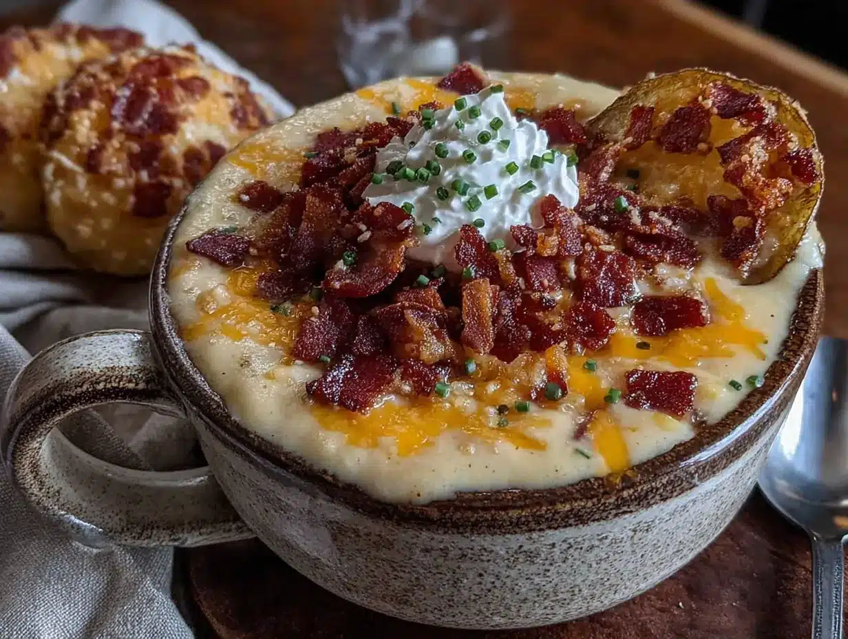 creamy loaded baked potato soup with bacon preparation steps