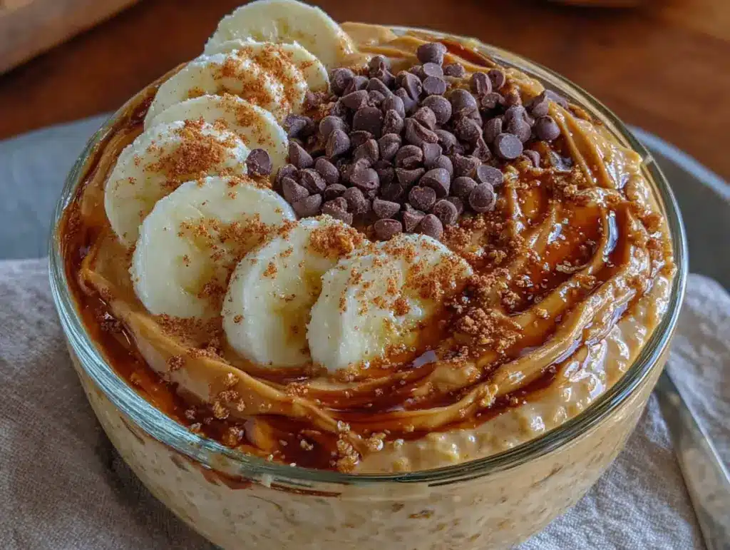 creamy overnight peanut butter protein oats - featured image