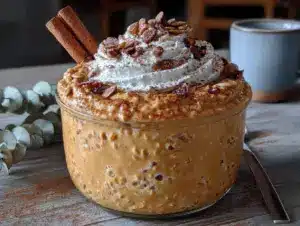creamy pumpkin spice protein oats - featured image
