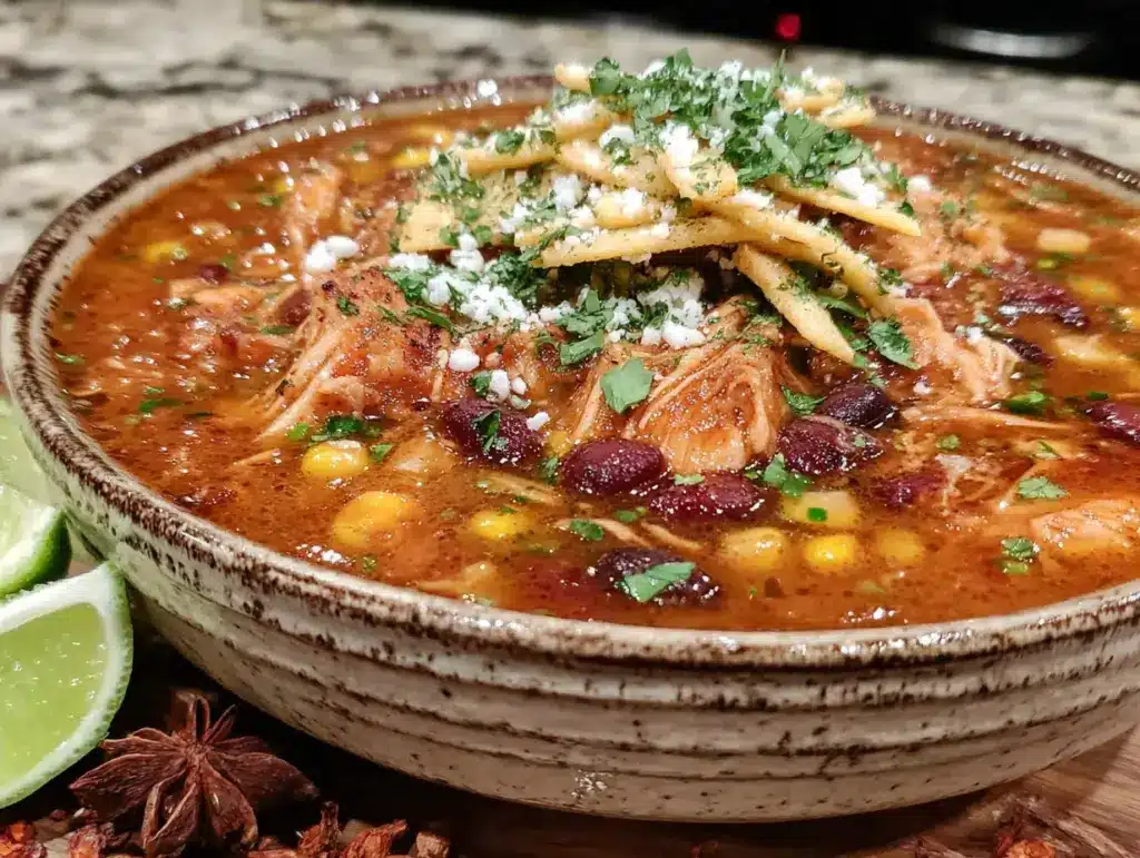 crowd-pleasing crockpot chicken tortilla soup - featured image