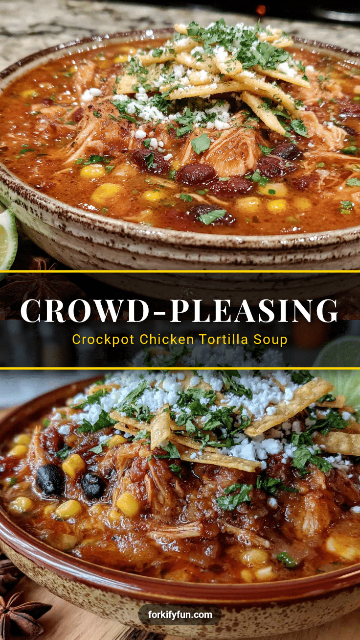 crowd-pleasing crockpot chicken tortilla soup recipe