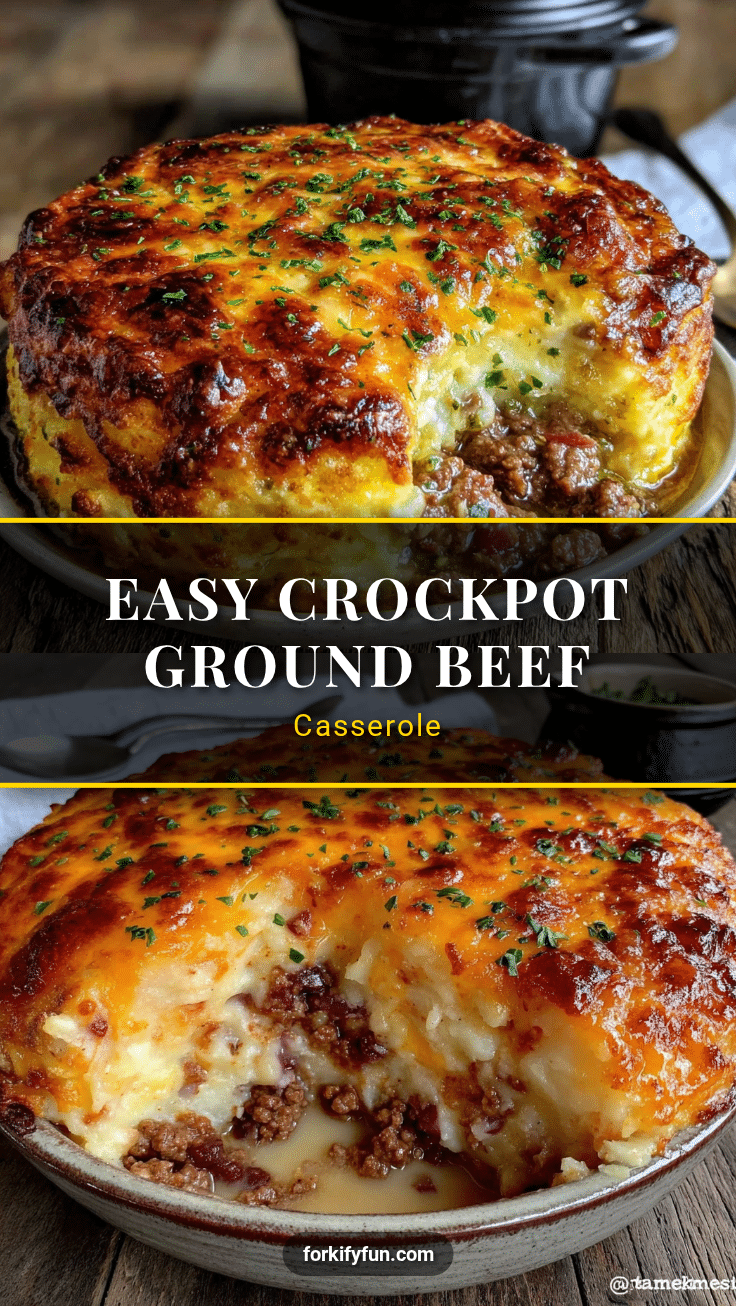 easy crockpot ground beef and potato casserole recipe