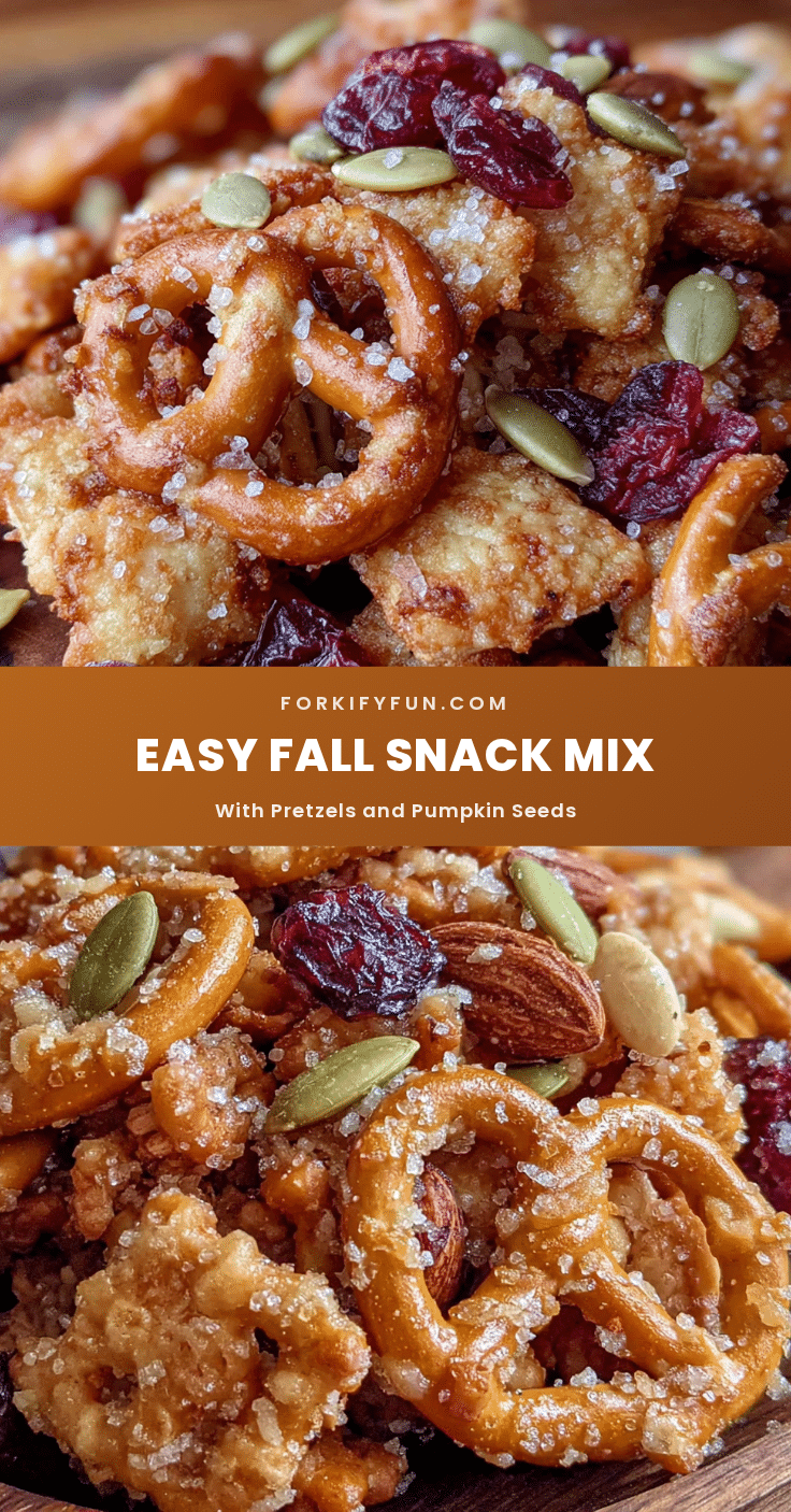 easy fall snack mix with pretzels and pumpkin seeds recipe