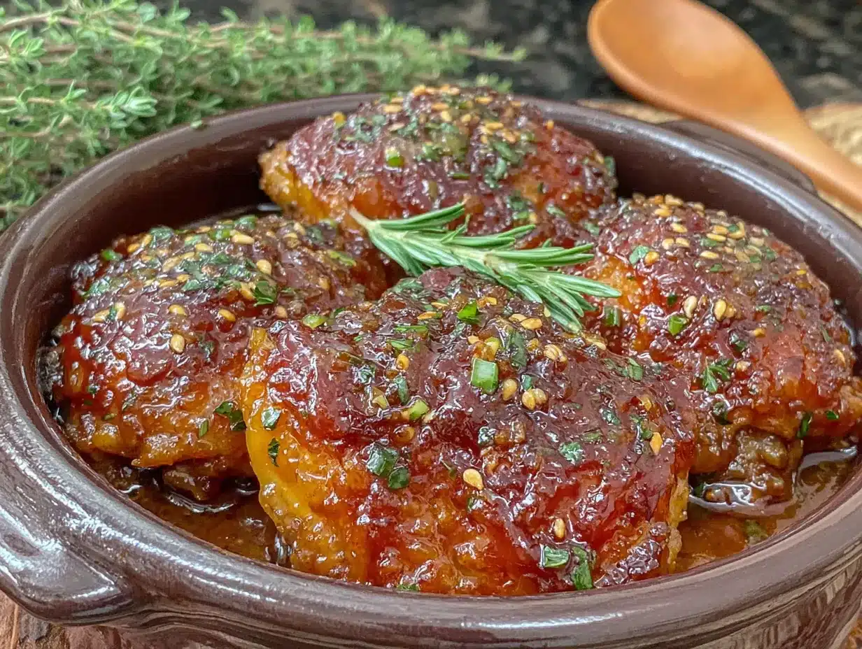 easy honey garlic crockpot chicken thighs preparation steps