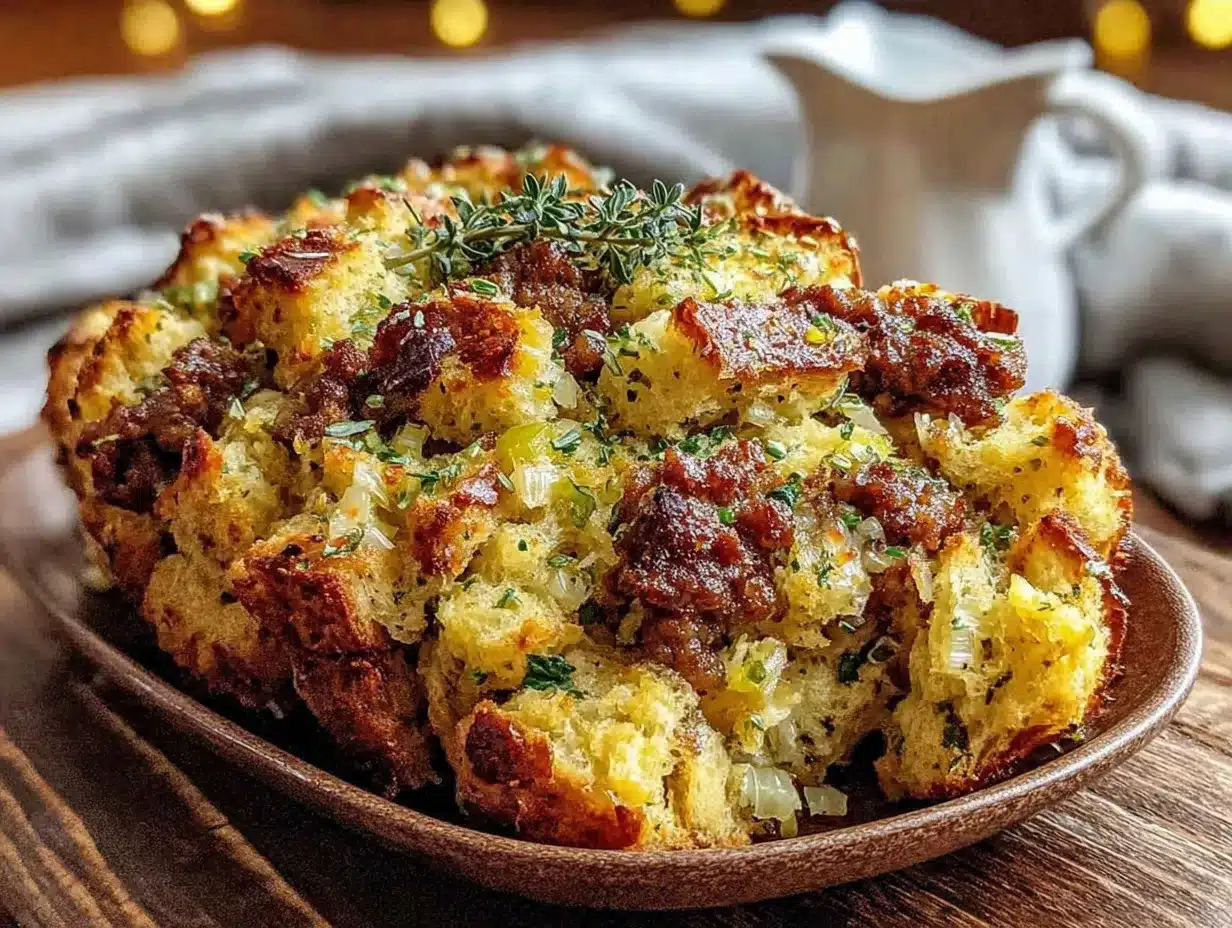 easy thanksgiving stuffing with sausage preparation steps