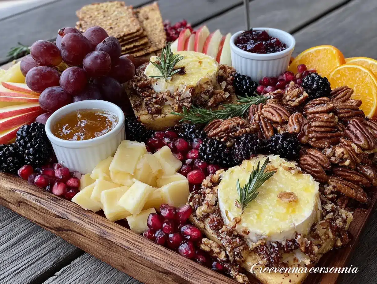 Friendsgiving Charcuterie Board with Fall Fruits preparation steps