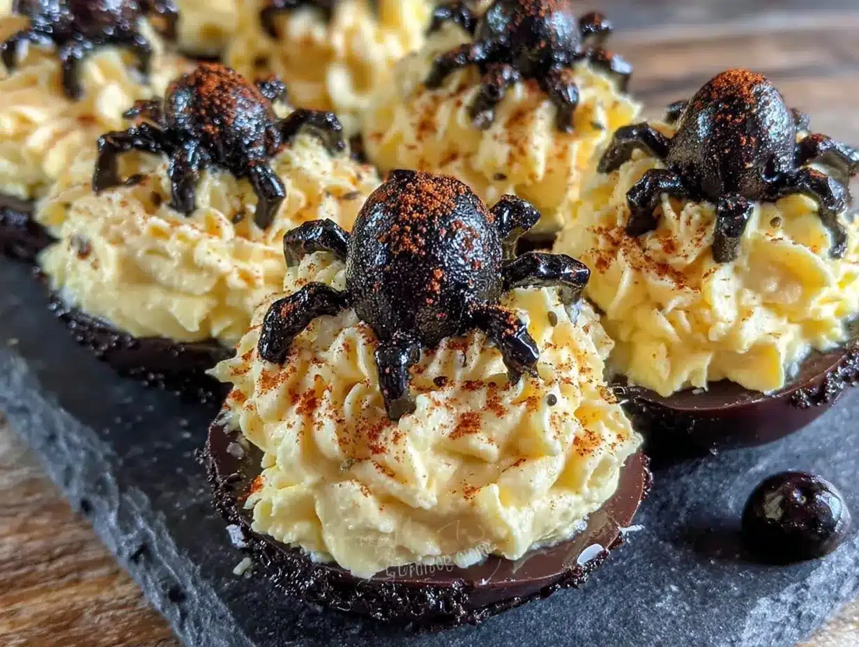 Halloween deviled eggs preparation steps