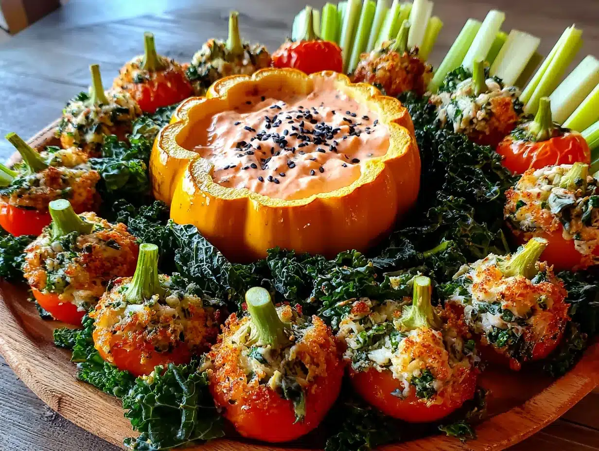 halloween pumpkin patch veggie tray preparation steps