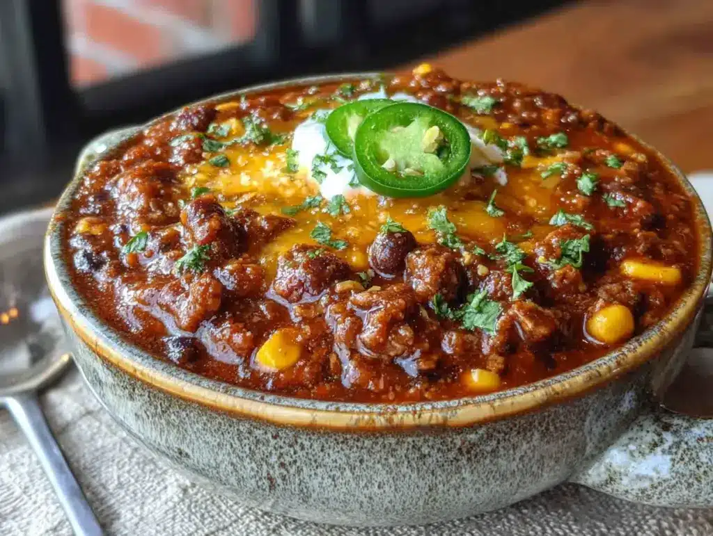 healthy crockpot chili - featured image