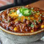 healthy crockpot chili - featured image