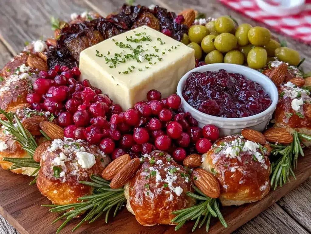 holiday wreath charcuterie board - featured image