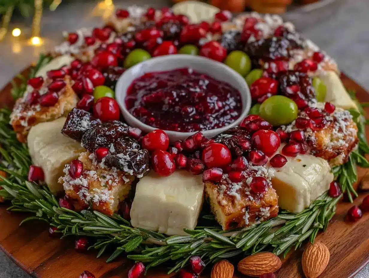 holiday wreath charcuterie board preparation steps