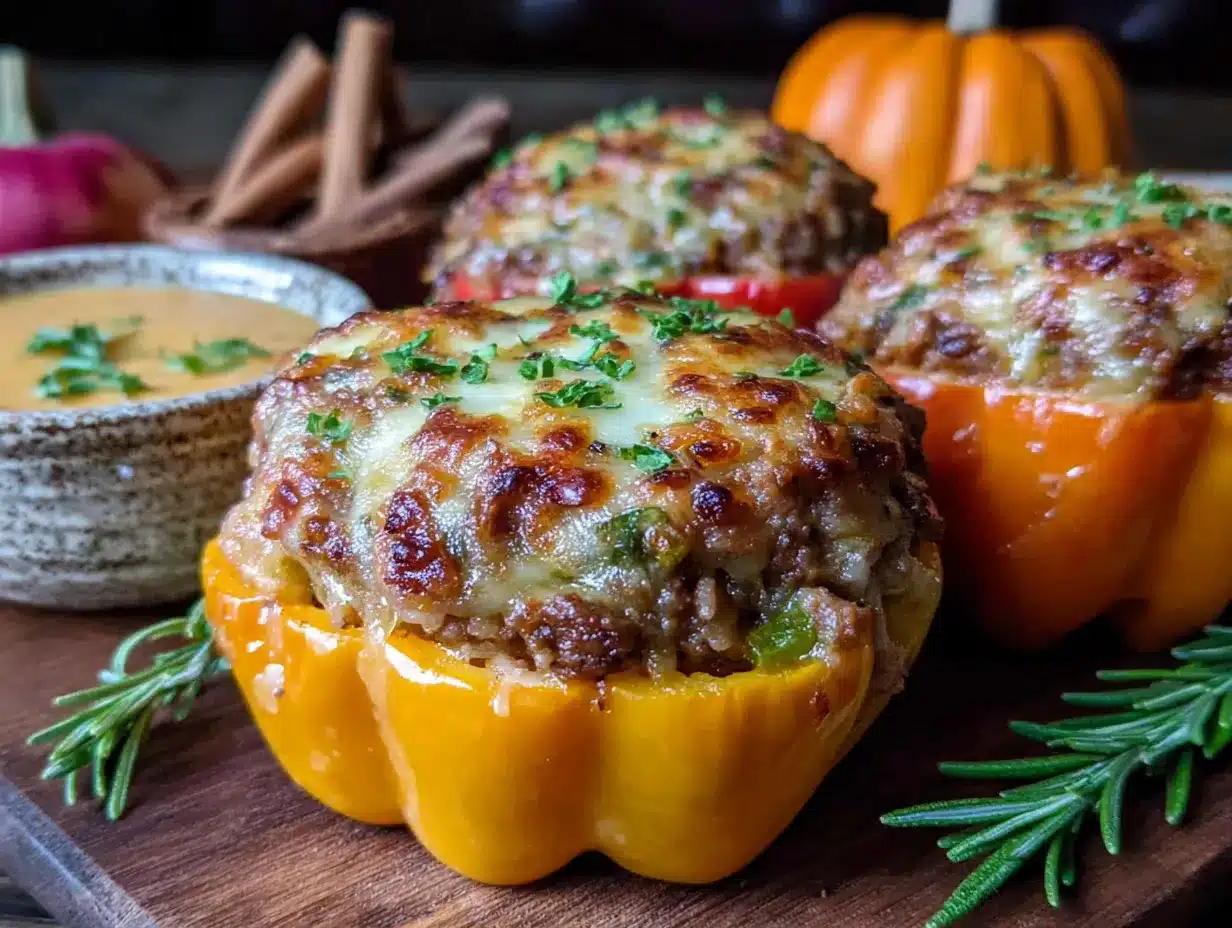 jack-o-lantern stuffed bell peppers preparation steps