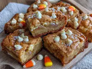 lighter candy corn blondies - featured image