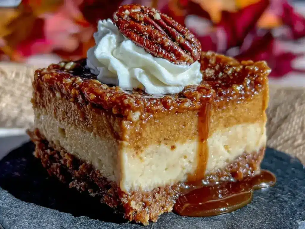 lighter pumpkin cheesecake bars - featured image