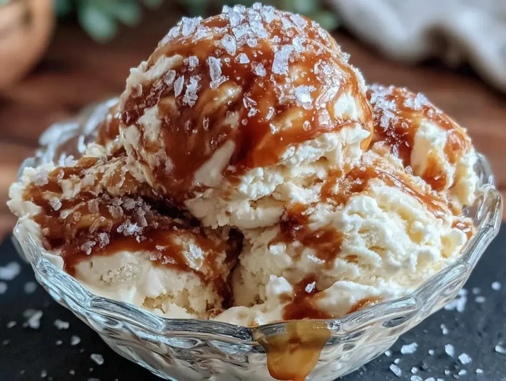 no-churn salted caramel ice cream - featured image