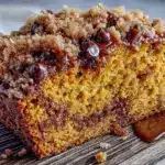 pumpkin chocolate chip bread with streusel topping - featured image