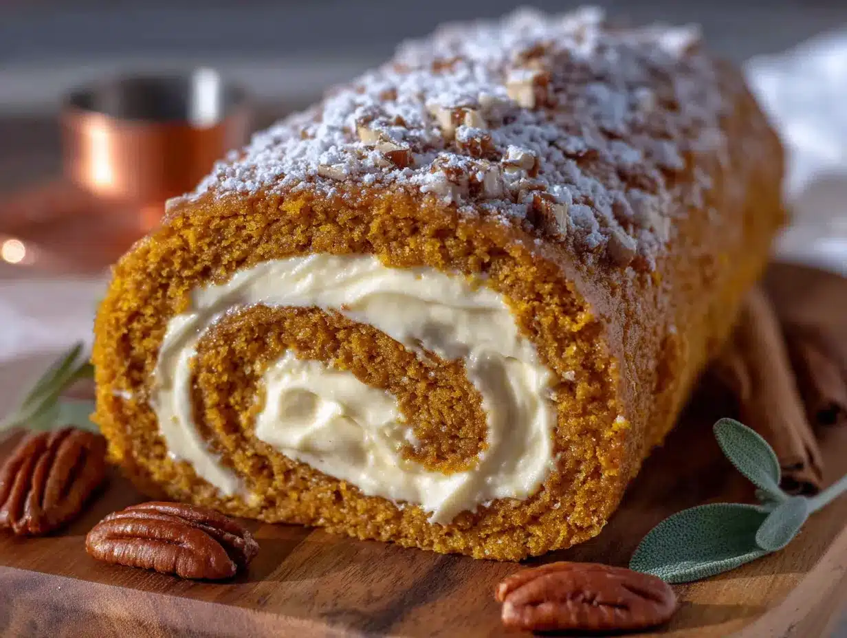 pumpkin roll with cream cheese filling preparation steps