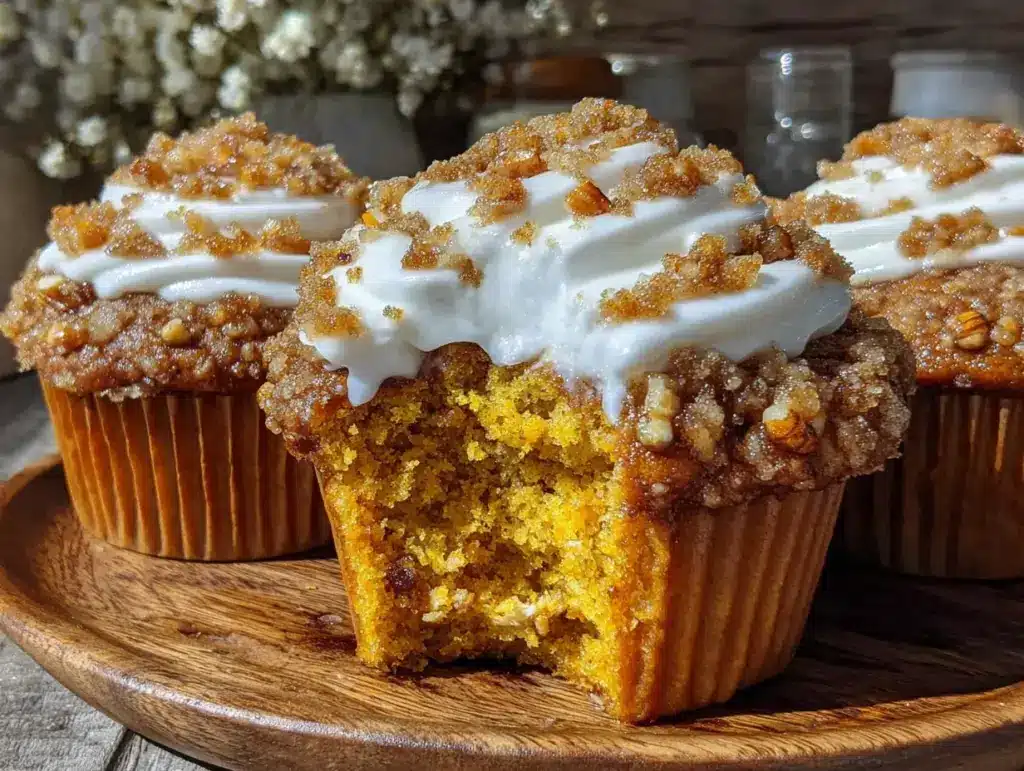 pumpkin streusel muffins with cream cheese filling - featured image
