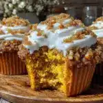 pumpkin streusel muffins with cream cheese filling - featured image