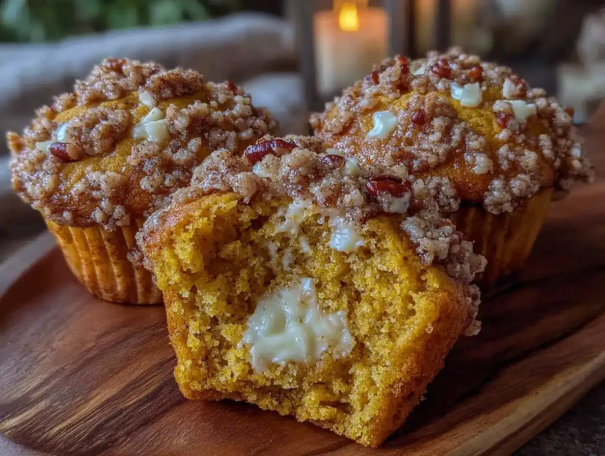 pumpkin streusel muffins with cream cheese filling preparation steps
