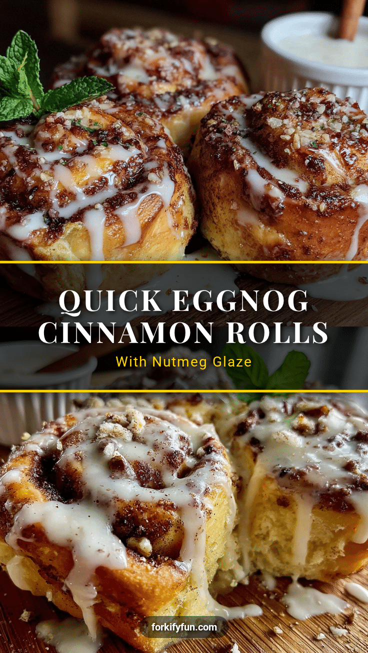 quick eggnog cinnamon rolls with nutmeg glaze recipe