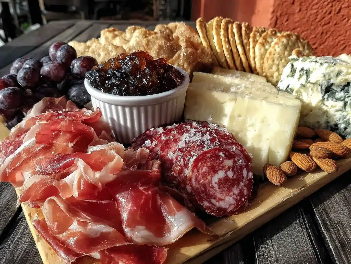 Quick romantic charcuterie board with fig jam preparation steps