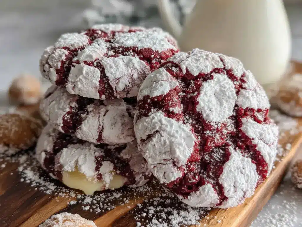 red velvet crinkle cookies - featured image