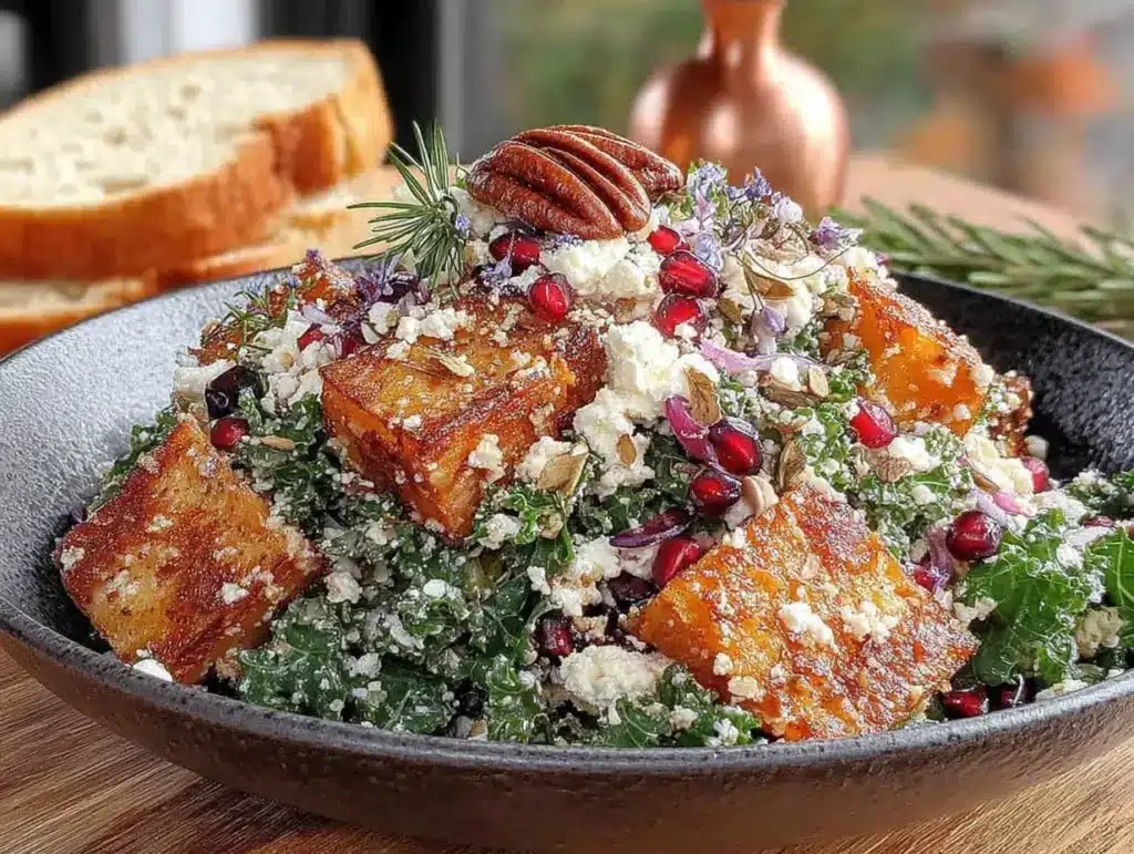 roasted butternut squash and kale salad - featured image