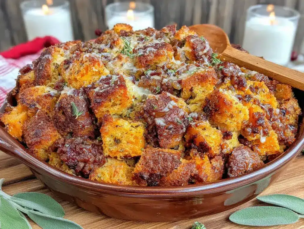 roasted butternut squash and sausage stuffing - featured image