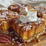 Salted Caramel Pumpkin Cheesecake Bars - featured image