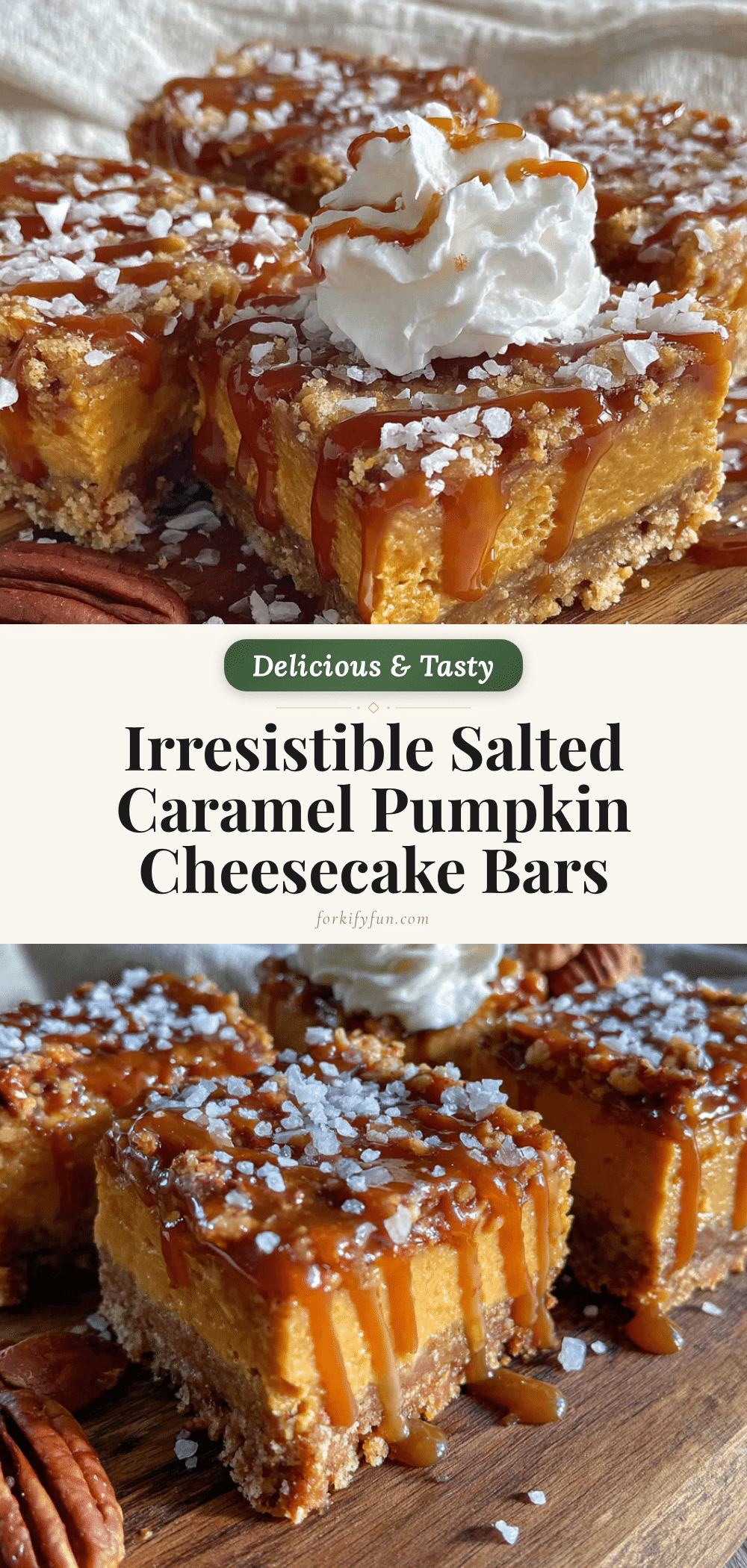 Salted Caramel Pumpkin Cheesecake Bars recipe