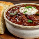 slow cooker beef chili with dark chocolate - featured image