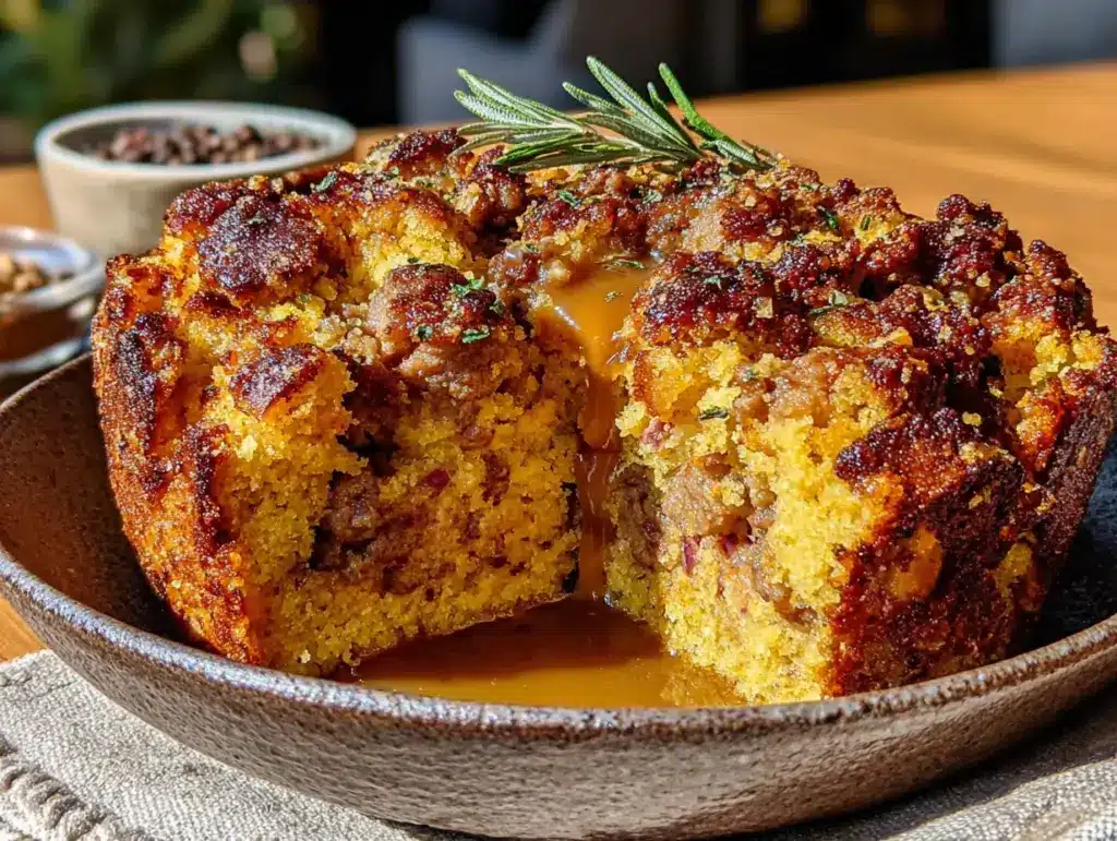 Southern Cornbread Dressing with Sage and Sausage - featured image