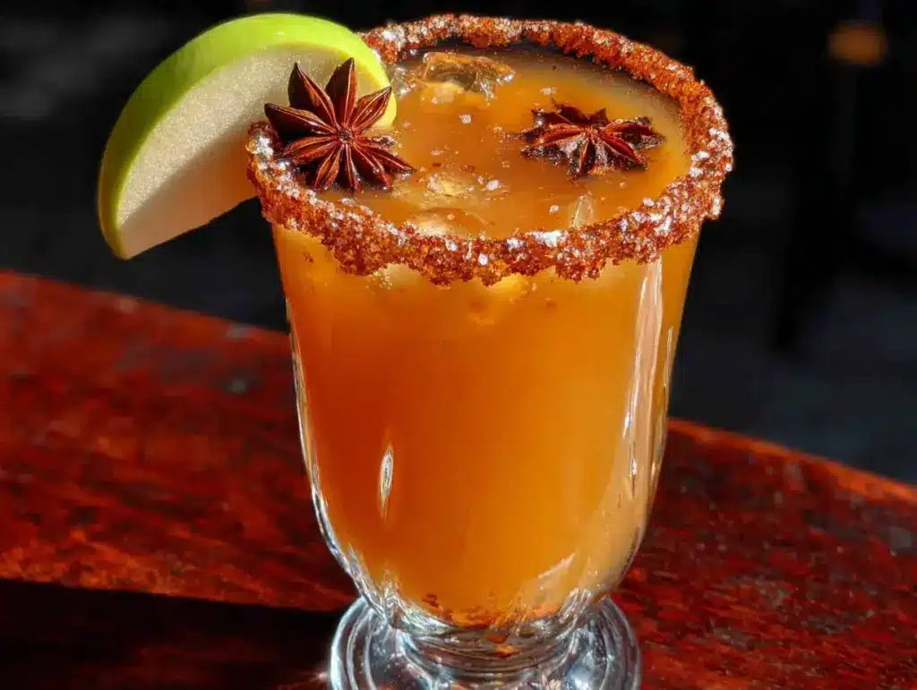 spiked apple cider halloween cocktail - featured image