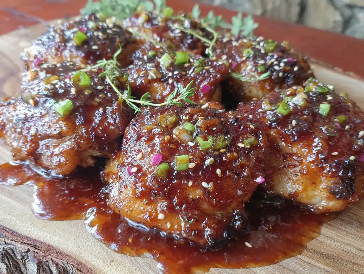 sticky honey garlic chicken thighs preparation steps