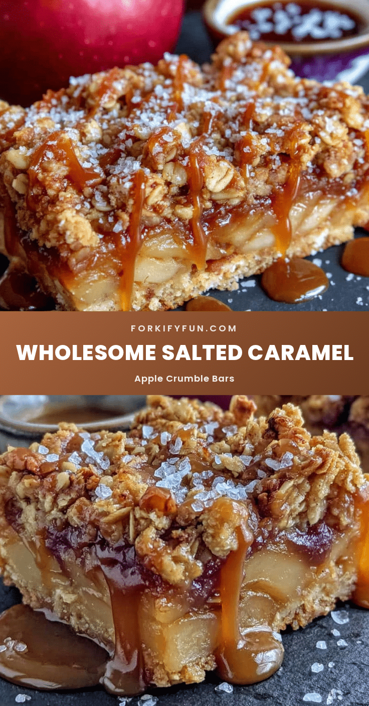 wholesome salted caramel apple crumble bars recipe