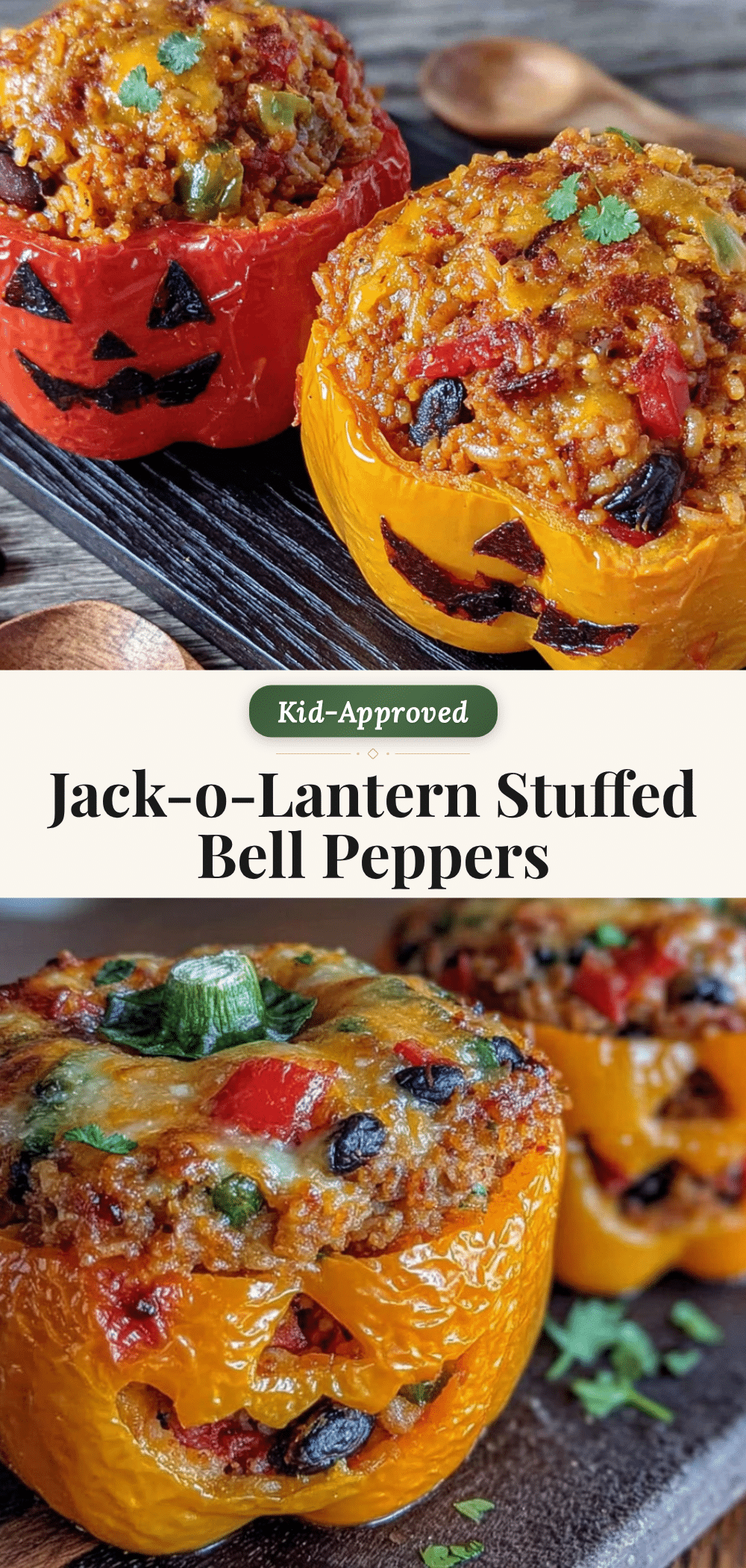 jack-o-lantern stuffed bell peppers recipe